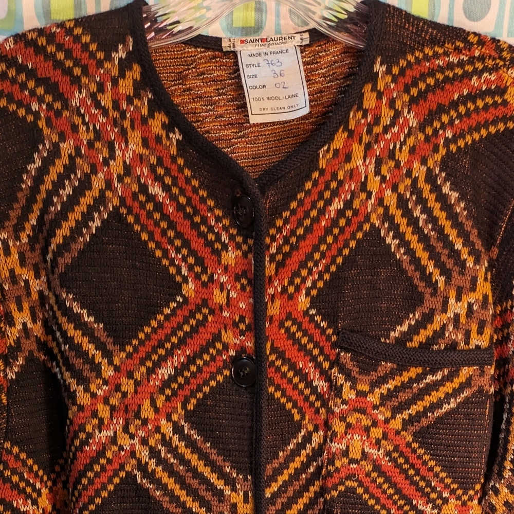 Vintage 70's Ysl Rive Gauche Wool Diagonal Plaid … - image 8